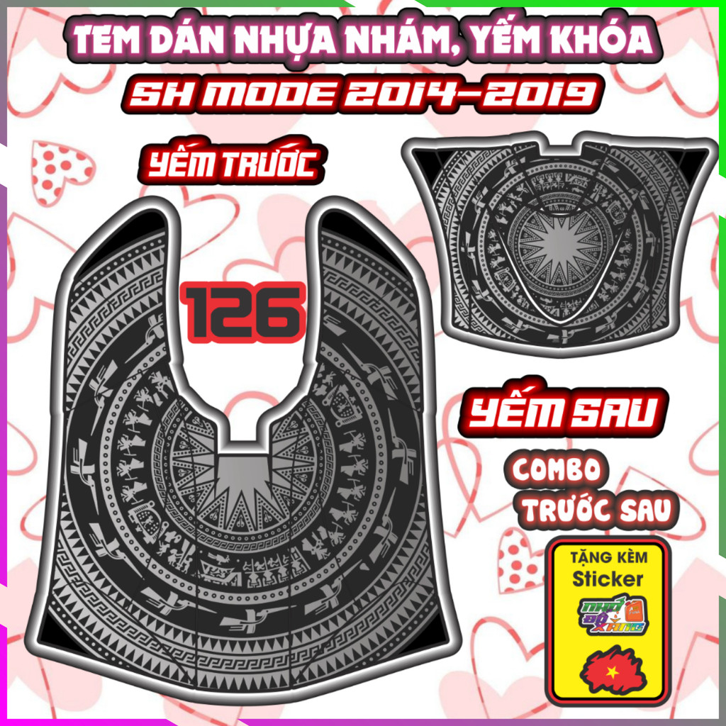 Combo Tem Dán Yếm Khóa Nhựa Nhám SH MODE 2014-2019 Dán trang trí Che Trầy Decal Nhãn Dán