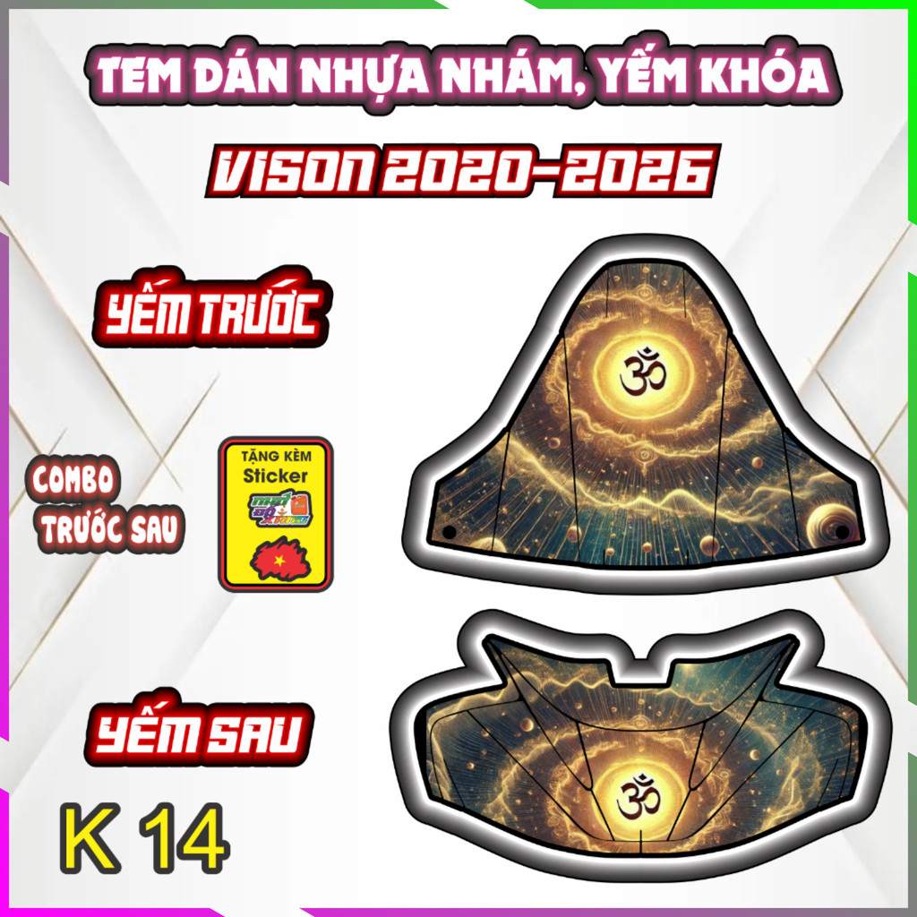 Bộ Tem Dán Trang Trí Yếm Khóa VISION 2020-2026 - Decal Sticker Bảo Vệ Chống trầy chống nước.
