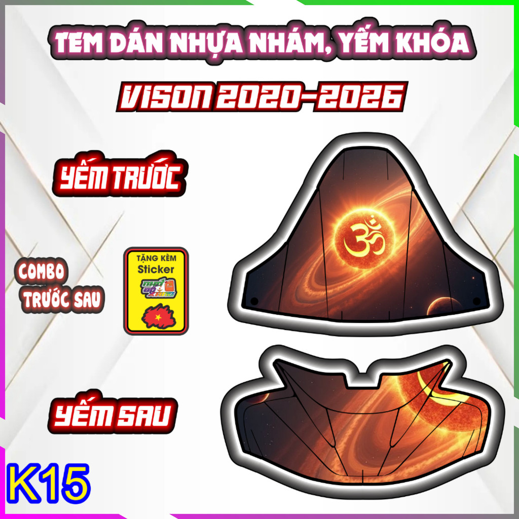 Bộ Tem Dán Trang Trí Yếm Khóa VISION 2020-2026 - Decal Sticker Bảo Vệ Chống trầy chống nước.