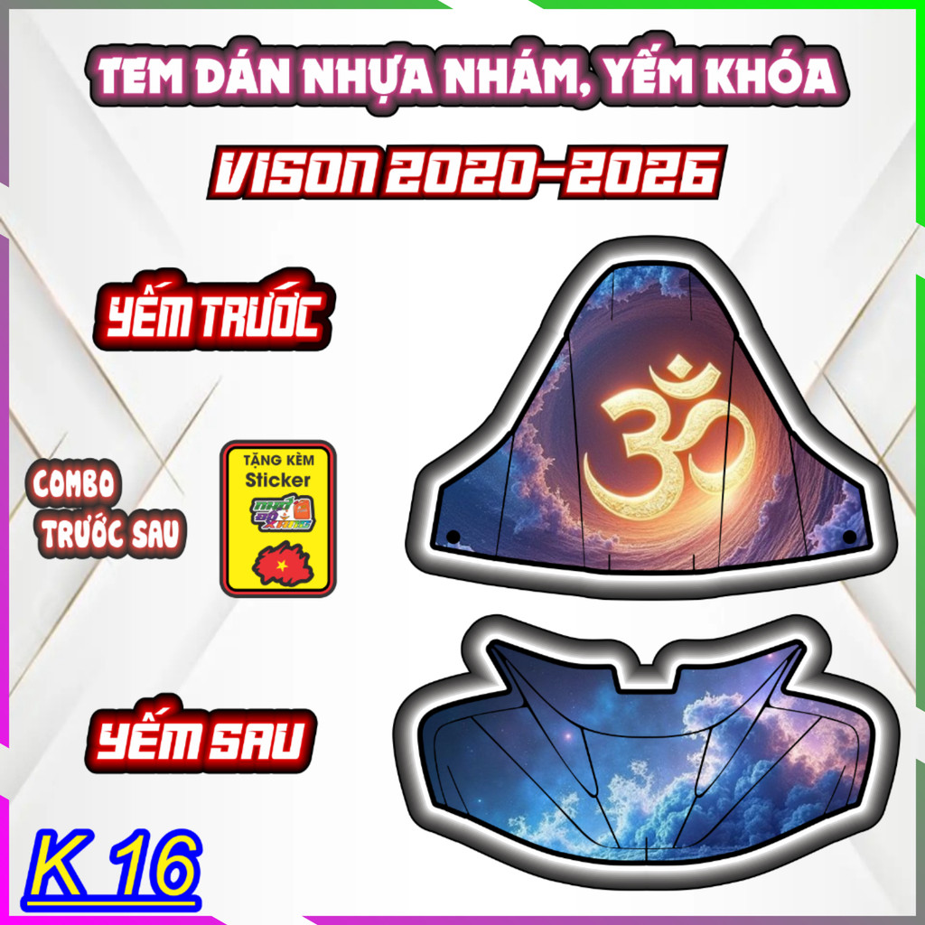 Bộ Tem Dán Trang Trí Yếm Khóa VISION 2020-2026 - Decal Sticker Bảo Vệ Chống trầy chống nước.