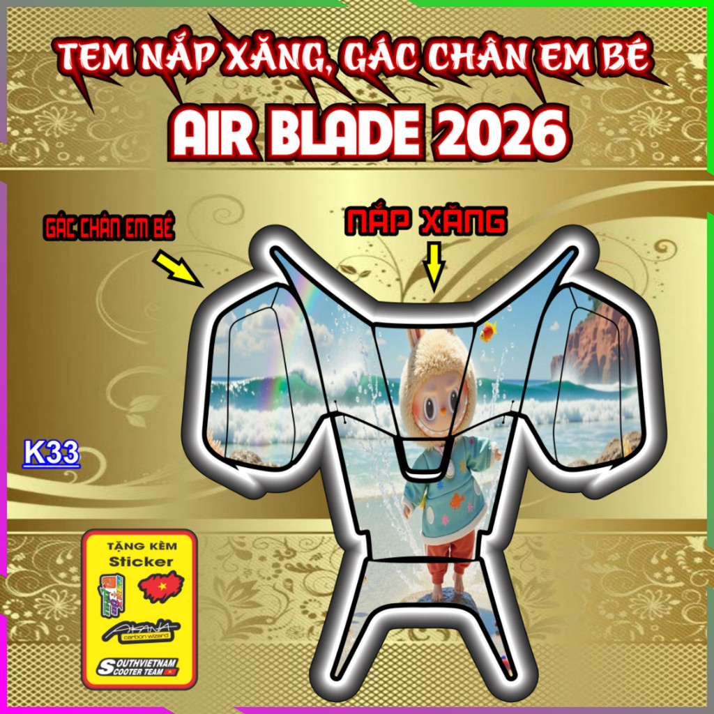 Decal Tem Nắp Xăng Gác Chân Em Bé Air Blade AB 2026 Bảo Vệ Chống Trầy Xước tăng thẩm mỹ