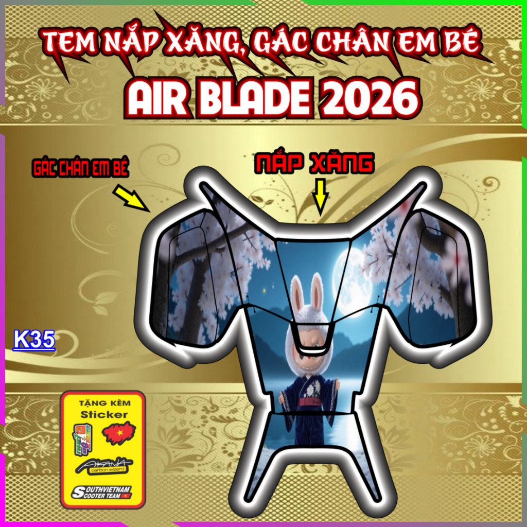 Decal Tem Nắp Xăng Gác Chân Em Bé Air Blade AB 2026 Bảo Vệ Chống Trầy Xước tăng thẩm mỹ