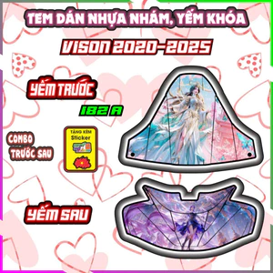 Combo Tem Dán Nhựa Nhám Vision 2020-2026 Dán Trang Trí Mẫu Cô Gái Decal Nhãn Dán
