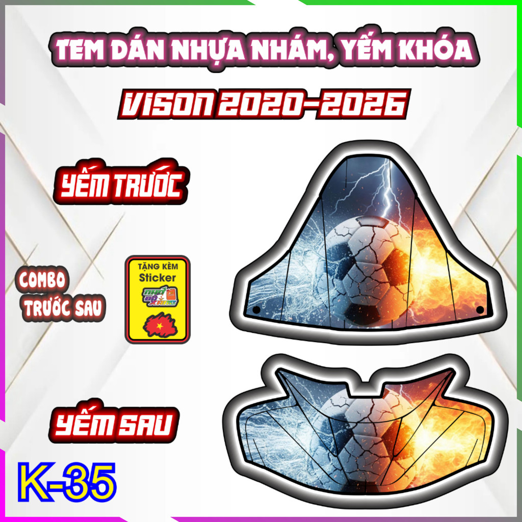 Bộ nhãn dán trang trí yếm trước và sau dành cho xe VISION 2020-2026 . Chống trầy tăng vẽ đẹp cho xe bạn