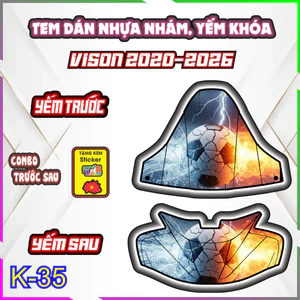 Bộ nhãn dán trang trí yếm trước và sau dành cho xe VISION 2020-2026 . Chống trầy tăng vẽ đẹp cho xe bạn