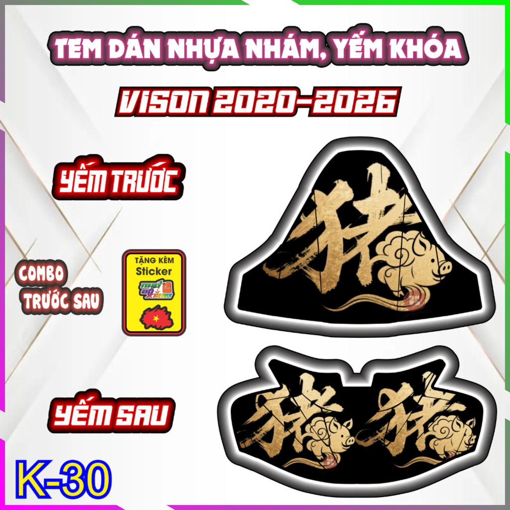 Bộ nhãn dán trang trí yếm trước và sau dành cho xe VISION 2020-2026 . Chống trầy tăng vẽ đẹp cho xe bạn