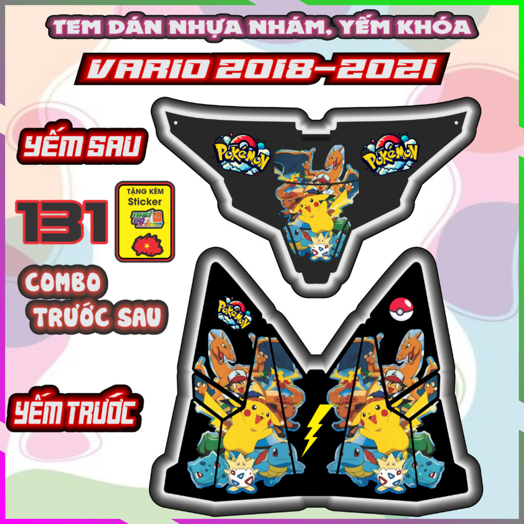 Combo Tem Dán Yếm Khóa Nhựa Nhám VARIO 2018-2021 Dán trang trí Che Trầy Decal Nhãn Dán