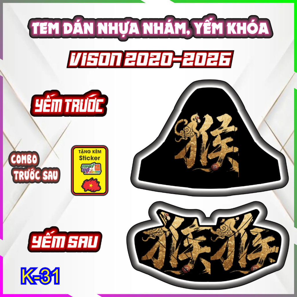 Bộ nhãn dán trang trí yếm trước và sau dành cho xe VISION 2020-2026 . Chống trầy tăng vẽ đẹp cho xe bạn