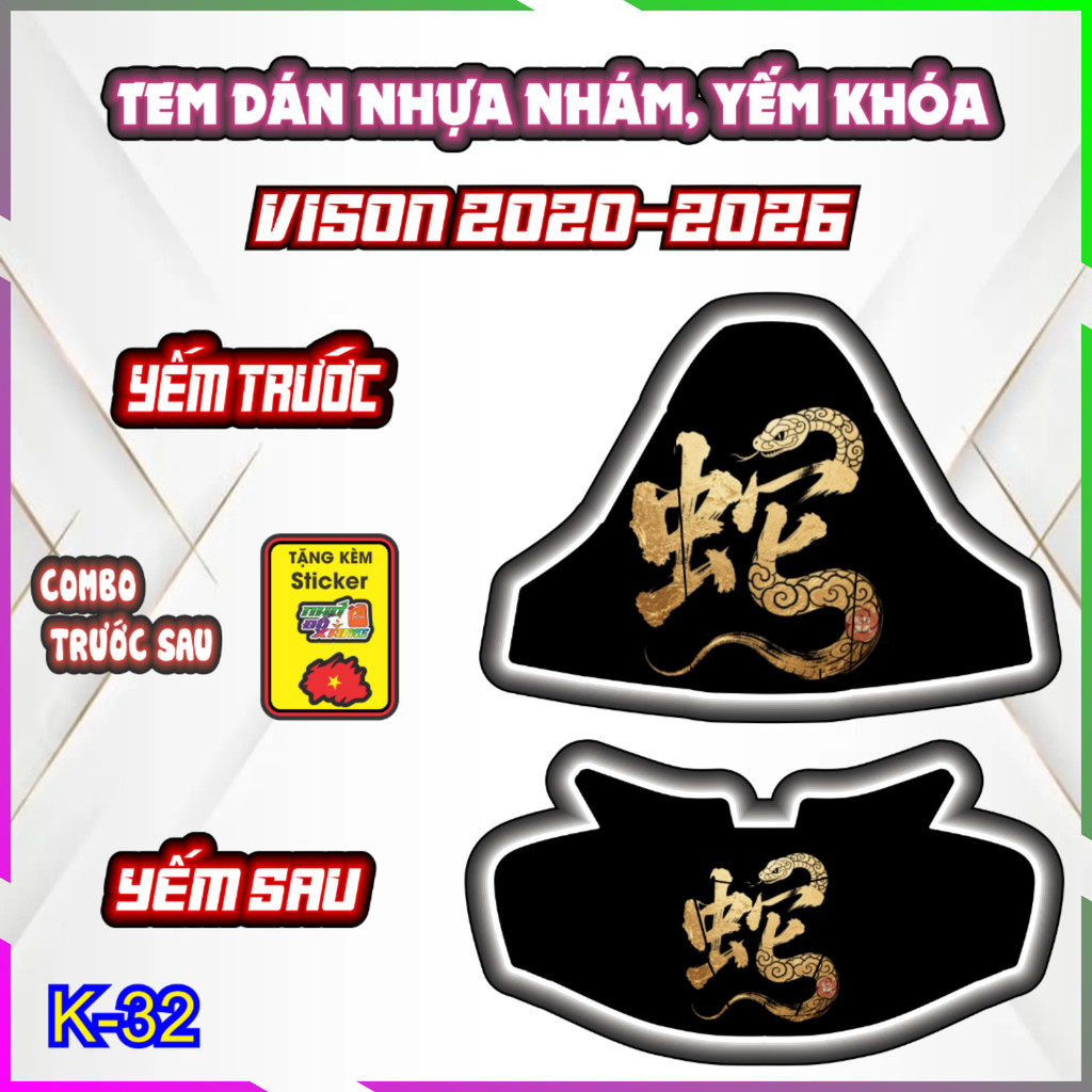 Bộ nhãn dán trang trí yếm trước và sau dành cho xe VISION 2020-2026 . Chống trầy tăng vẽ đẹp cho xe bạn