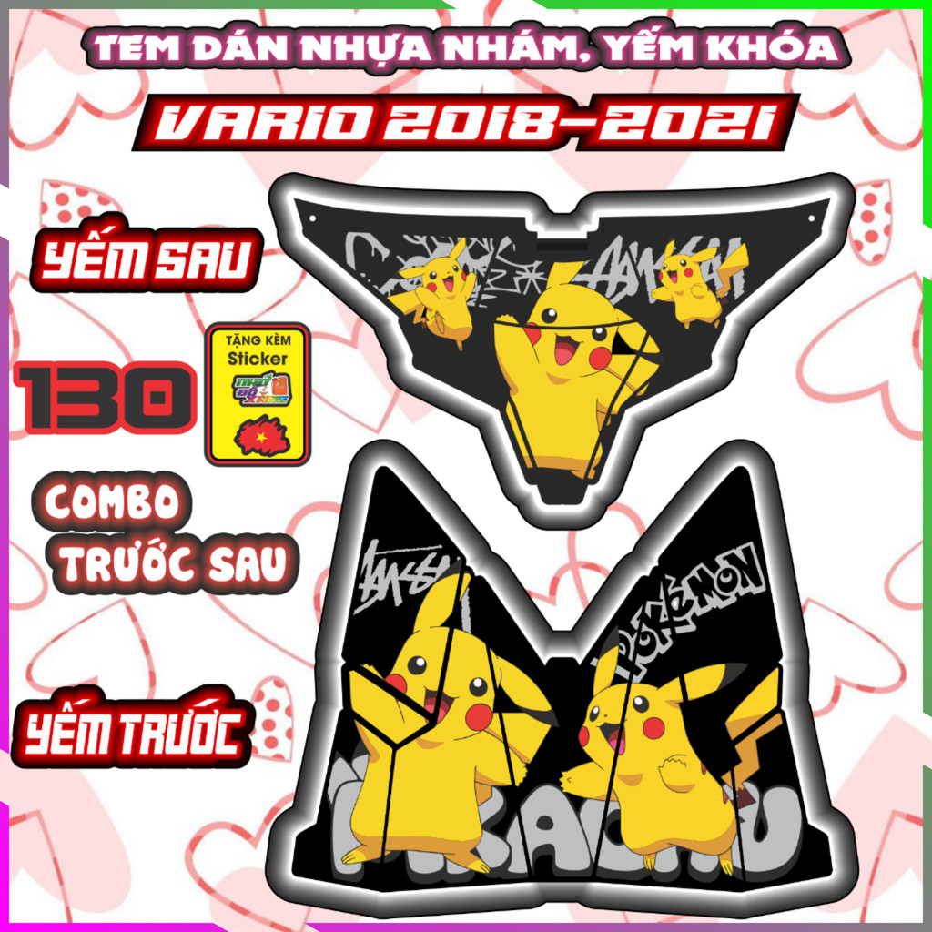 Combo Tem Dán Yếm Khóa Nhựa Nhám VARIO 2018-2021 Dán trang trí Che Trầy Decal Nhãn Dán