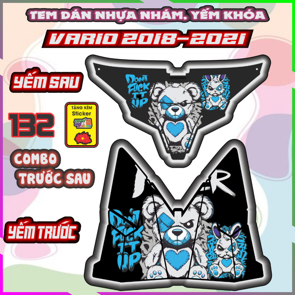 Combo Tem Dán Yếm Khóa Nhựa Nhám VARIO 2018-2021 Dán trang trí Che Trầy Decal Nhãn Dán