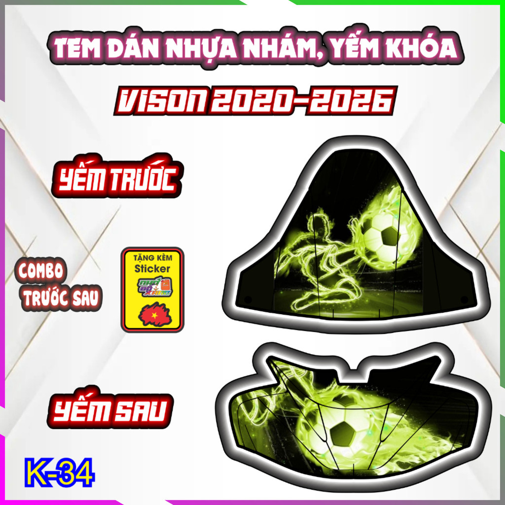 Bộ nhãn dán trang trí yếm trước và sau dành cho xe VISION 2020-2026 . Chống trầy tăng vẽ đẹp cho xe bạn