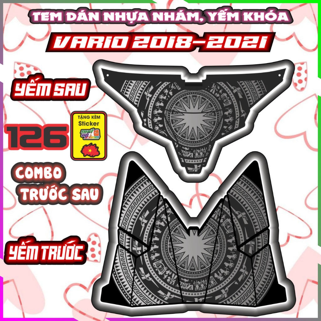 Combo Tem Dán Yếm Khóa Nhựa Nhám VARIO 2018-2021 Dán trang trí Che Trầy Decal Nhãn Dán