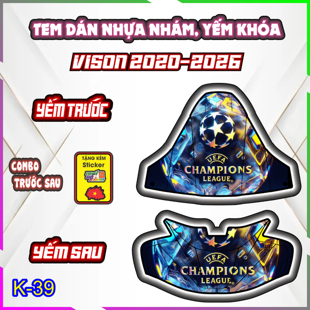 Tem Dán Trang Trí Yếm Khóa VISION 2020-2026 thể thao và âm nhạc trang trí chống trầy
