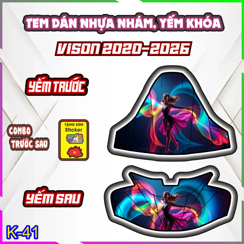 Tem Dán Trang Trí Yếm Khóa VISION 2020-2026 thể thao và âm nhạc trang trí chống trầy