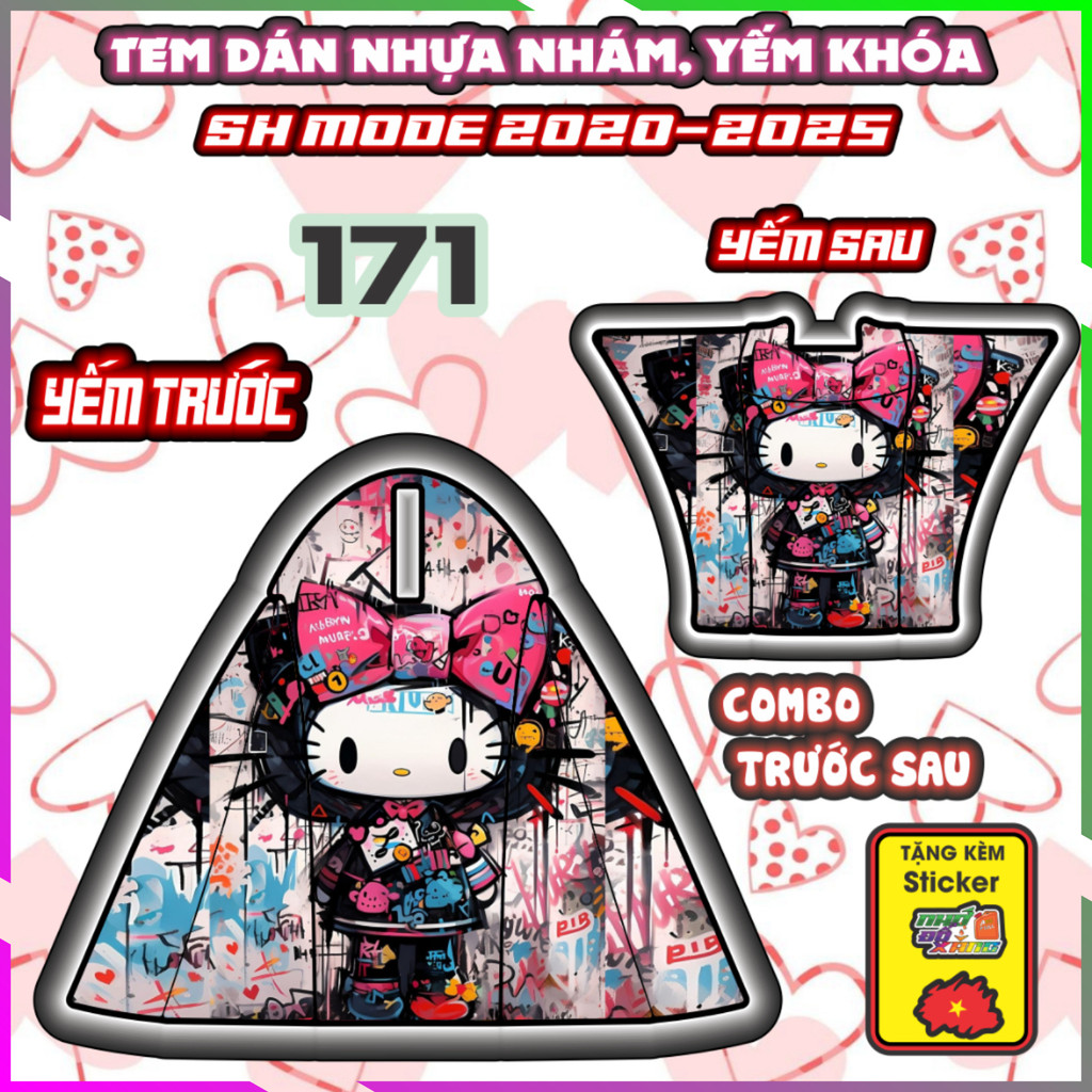 Combo Tem Dán Yếm Nhựa Nhám Sh Mode 2020-2025 Dán Trang Trí Hello Kitty Decal Nhãn dán