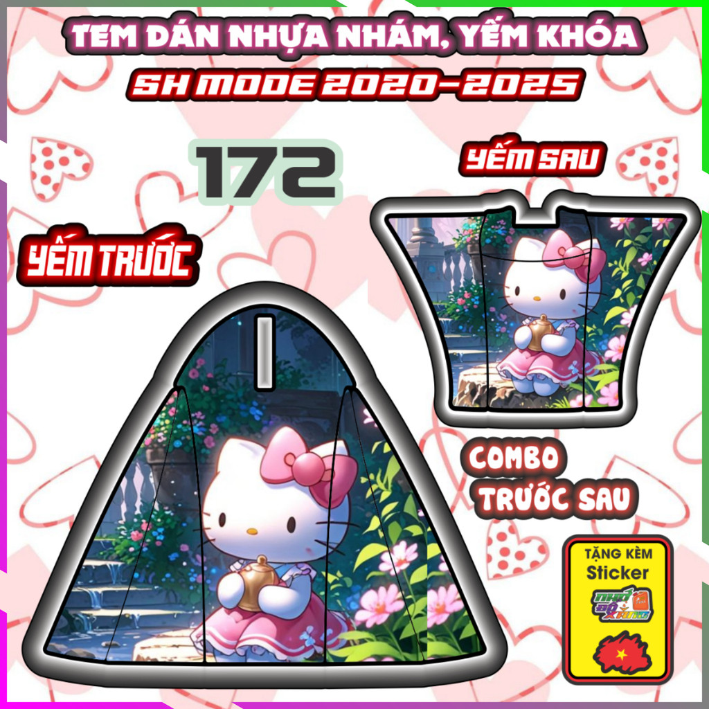 Combo Tem Dán Yếm Nhựa Nhám Sh Mode 2020-2025 Dán Trang Trí Hello Kitty Decal Nhãn dán