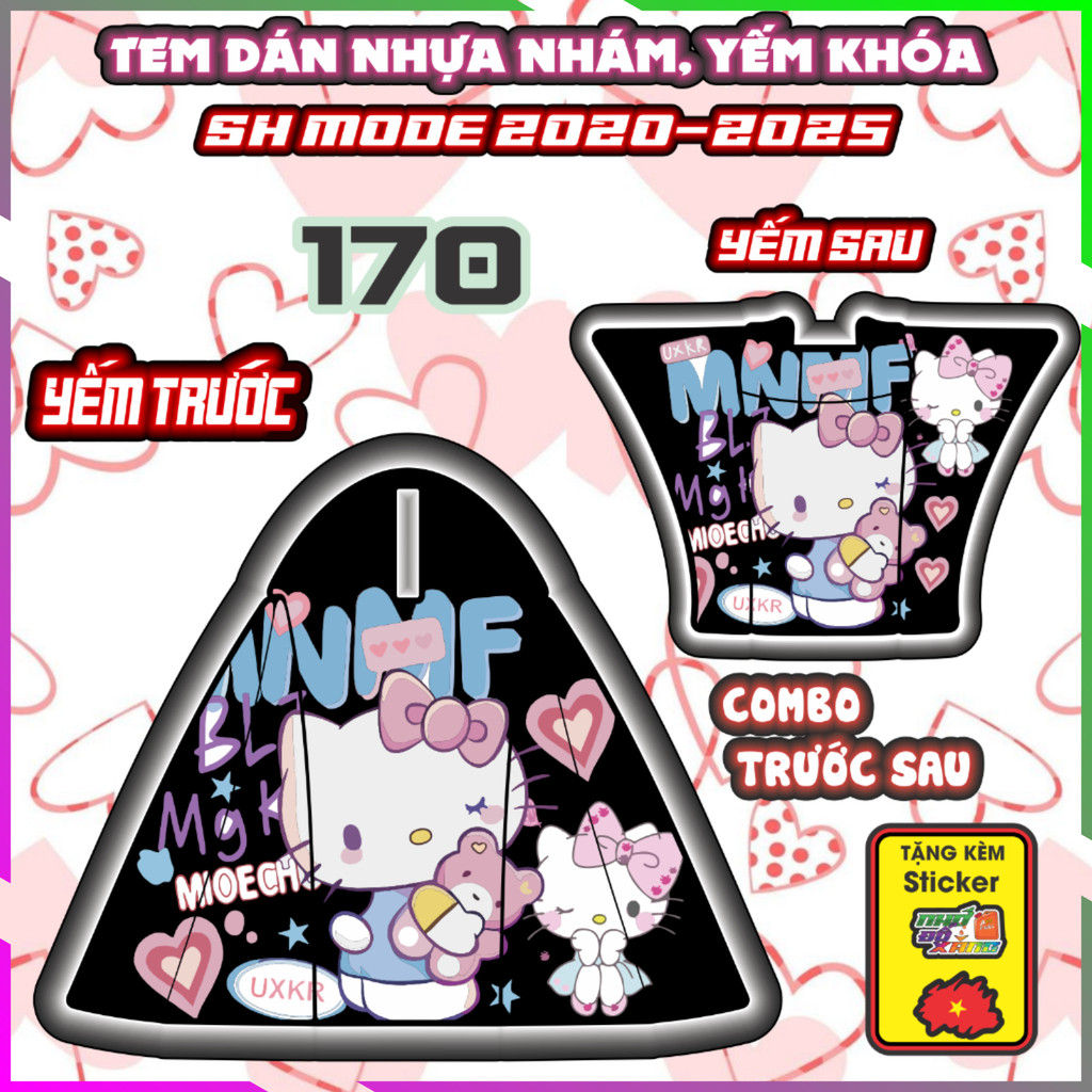 Combo Tem Dán Yếm Nhựa Nhám Sh Mode 2020-2025 Dán Trang Trí Hello Kitty Decal Nhãn dán