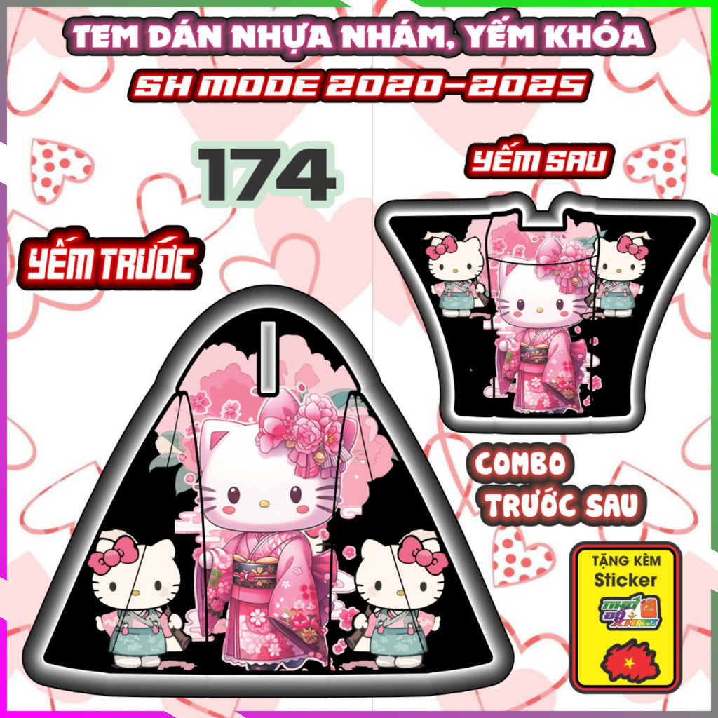 Combo Tem Dán Yếm Nhựa Nhám Sh Mode 2020-2025 Dán Trang Trí Hello Kitty Decal Nhãn dán