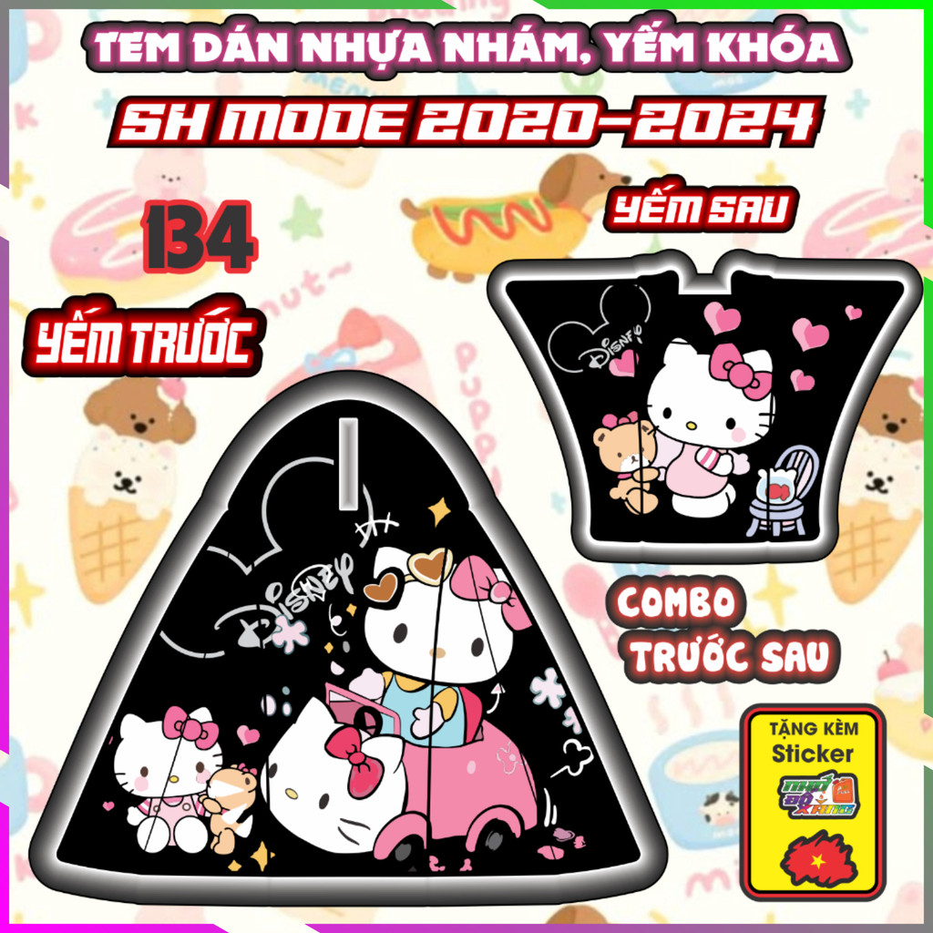 Combo Tem Dán Yếm Nhựa Nhám Sh Mode 2020-2025 Dán Trang Trí Hello Kitty Decal Nhãn dán