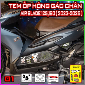 Tem Ốp Hông Đẻ Chân , Gác Chân Airblade 125-160 Đời 2023-2025 Tem Xe Trang Trí Decal Xe 01