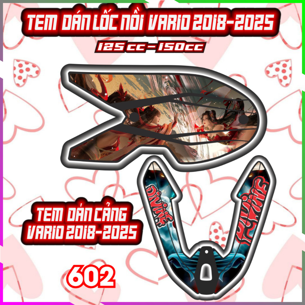 Combo Tem Dán Cảng Lốc Nồi  Vario 2018-2025 Dán Trang Trí Shin Bút Chì Nhãn Dán Decal