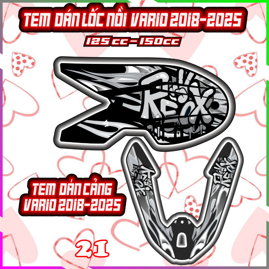 Combo Tem Dán Cảng Lốc Nồi  Vario 2018-2025 Dán Trang Trí Shin Bút Chì Nhãn Dán Decal