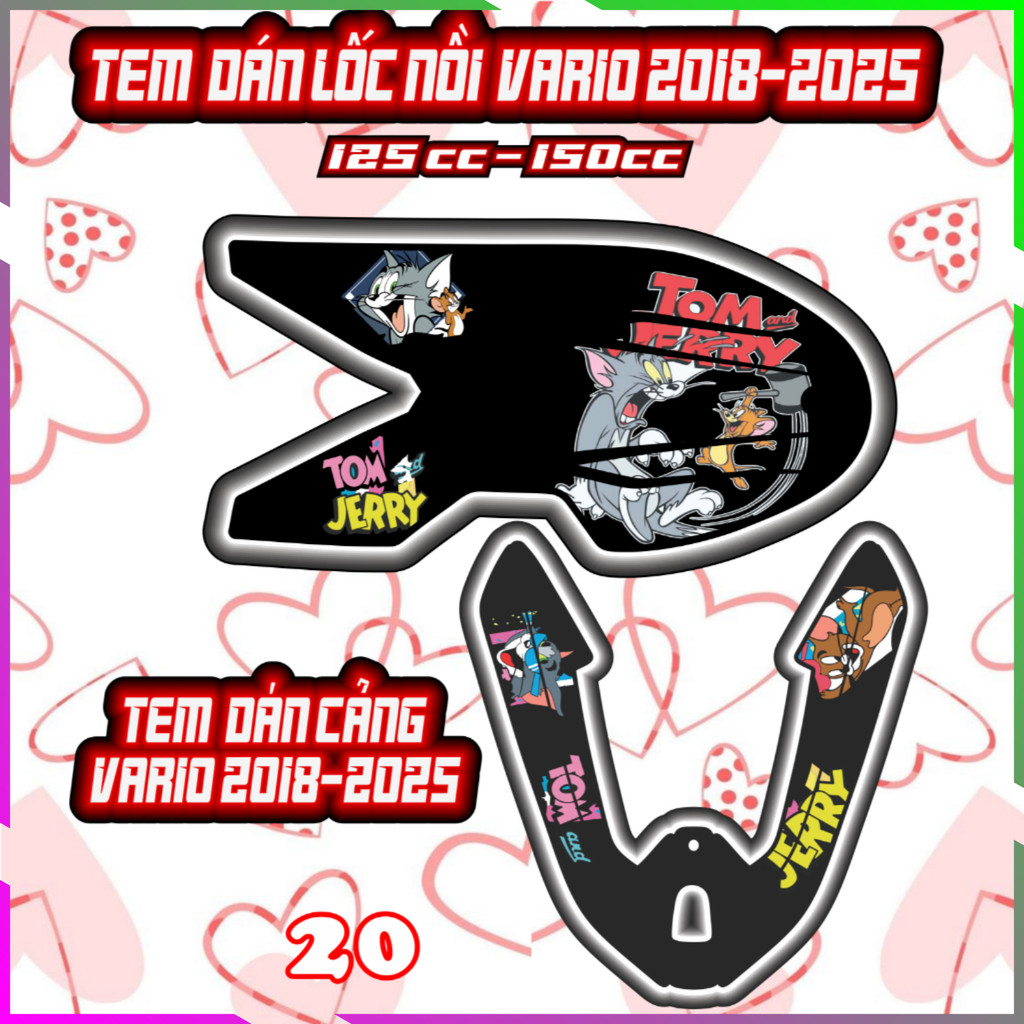 Combo Tem Dán Cảng Lốc Nồi  Vario 2018-2025 Dán Trang Trí Shin Bút Chì Nhãn Dán Decal