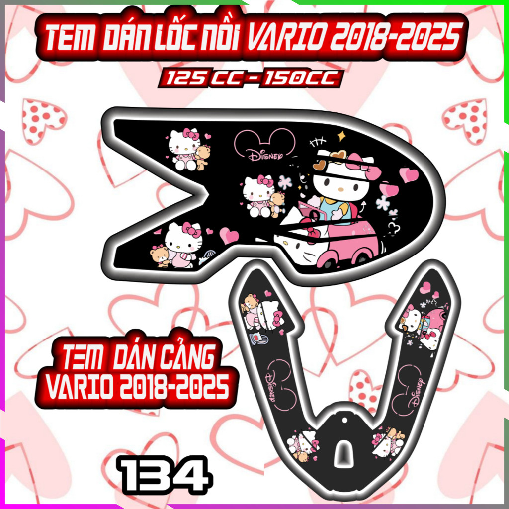 Combo Tem Dán Cảng Lốc Nồi  Vario 2018-2025 Dán Trang Trí Shin Bút Chì Nhãn Dán Decal