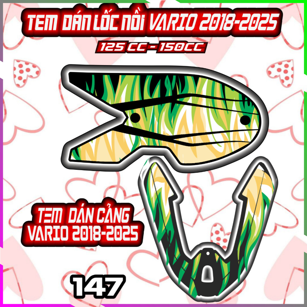 Combo Tem Dán Cảng Lốc Nồi  Vario 2018-2025 Dán Trang Trí Shin Bút Chì Nhãn Dán Decal