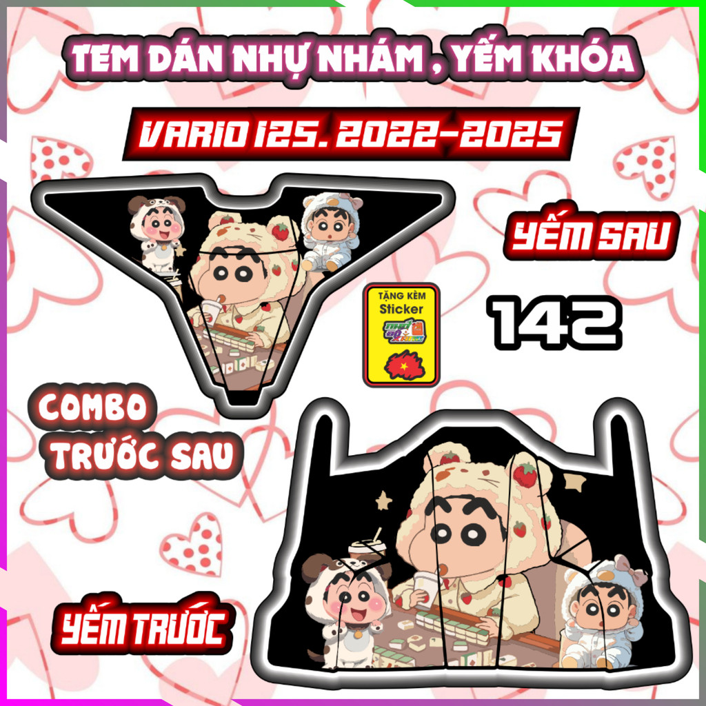 Combo Tem Yếm Nhựa Nhám Vario 2022-2025 Dán Trang Trí Shin Bút Chì Decal Nhãn Dán