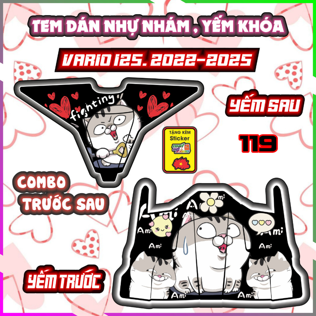 Combo Tem Yếm Nhựa Nhám Vario 2022-2025 Dán Trang Trí Shin Bút Chì Decal Nhãn Dán