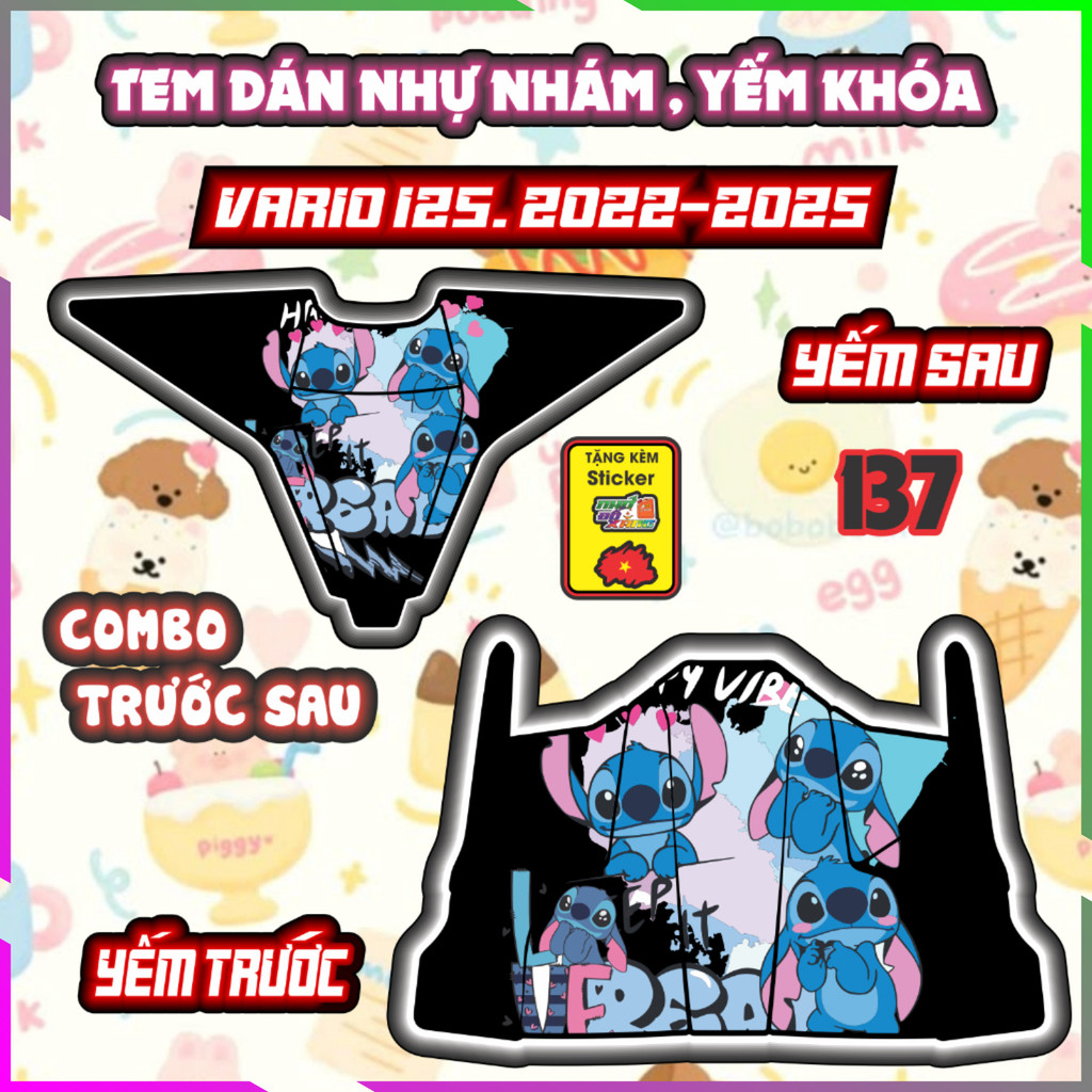 Combo Tem Yếm Nhựa Nhám Vario 2022-2025 Dán Trang Trí Shin Bút Chì Decal Nhãn Dán