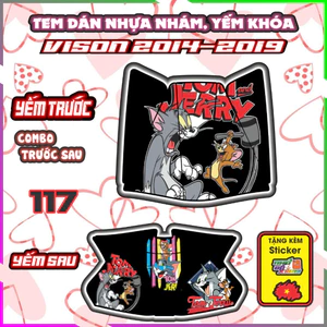 Combo Tem Dán Yếm Khóa VISION 2014-2019 Trang Trí Chống Trầy hello kitty Nhãn Dán