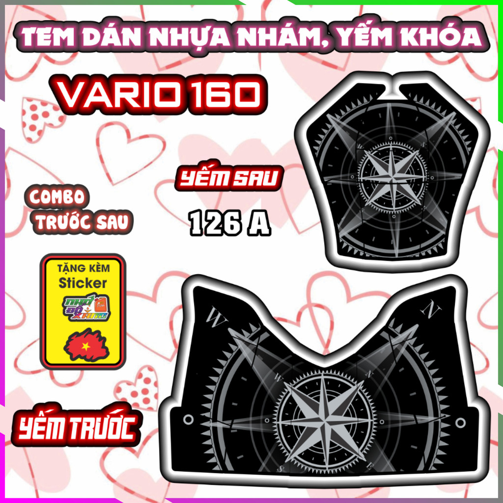 Combo Tem Yếm Nhựa Nhám Vario 160 Dán Tráng Trí Chống Trầy Nhiều Mẫu Decal nhãn dán
