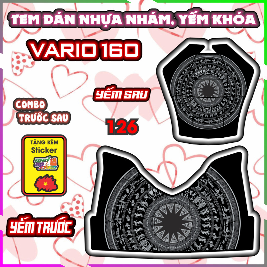 Combo Tem Yếm Nhựa Nhám Vario 160 Dán Tráng Trí Chống Trầy Nhiều Mẫu Decal nhãn dán