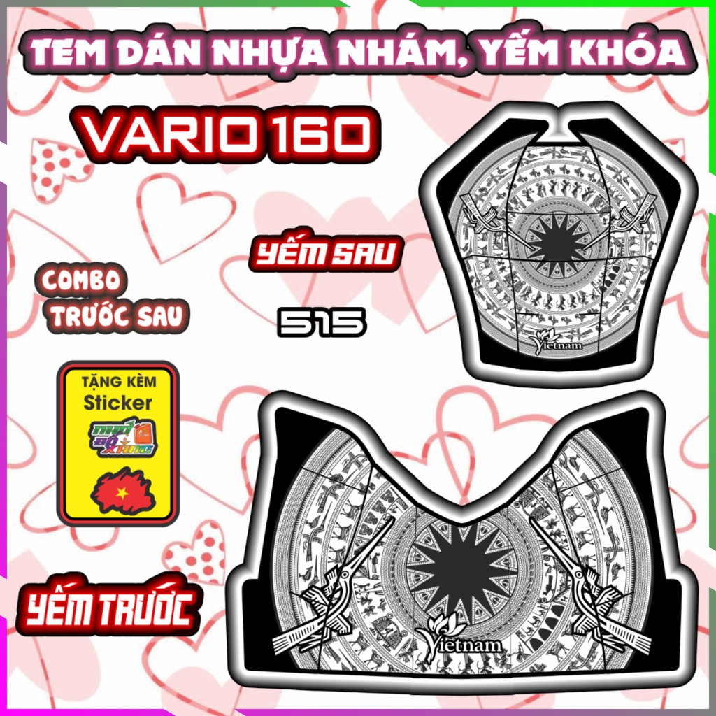 Combo Tem Yếm Nhựa Nhám Vario 160 Dán Tráng Trí Chống Trầy Nhiều Mẫu Decal nhãn dán
