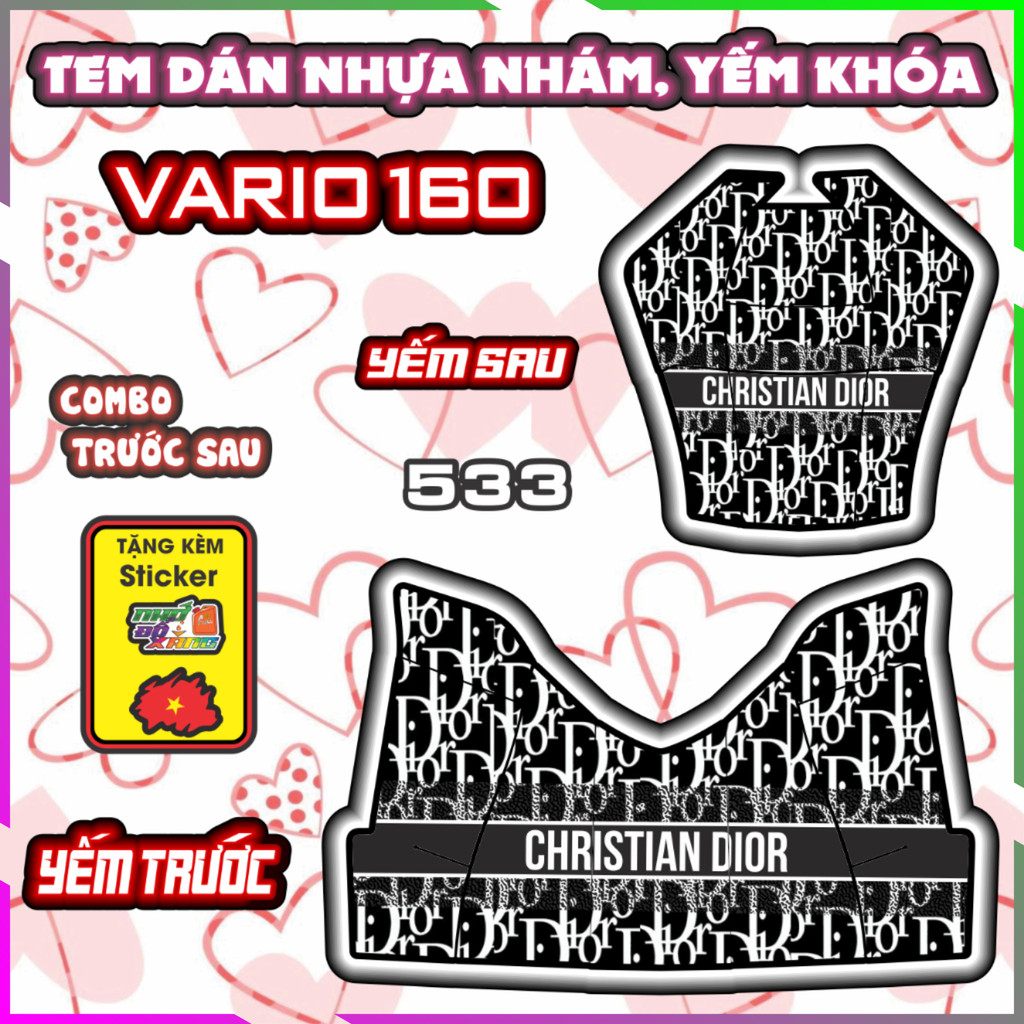 Combo Tem Yếm Nhựa Nhám Vario 160 Dán Tráng Trí Chống Trầy Nhiều Mẫu Decal nhãn dán