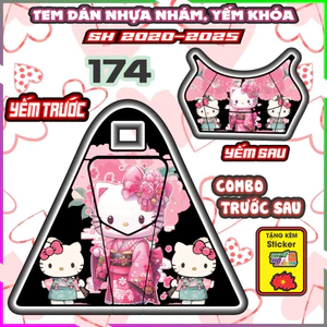 Combo Dán Yếm Nhựa Nhám Sh 2020-2025 125i 150i 160i Hello Kitty Decal Nhãn Dán