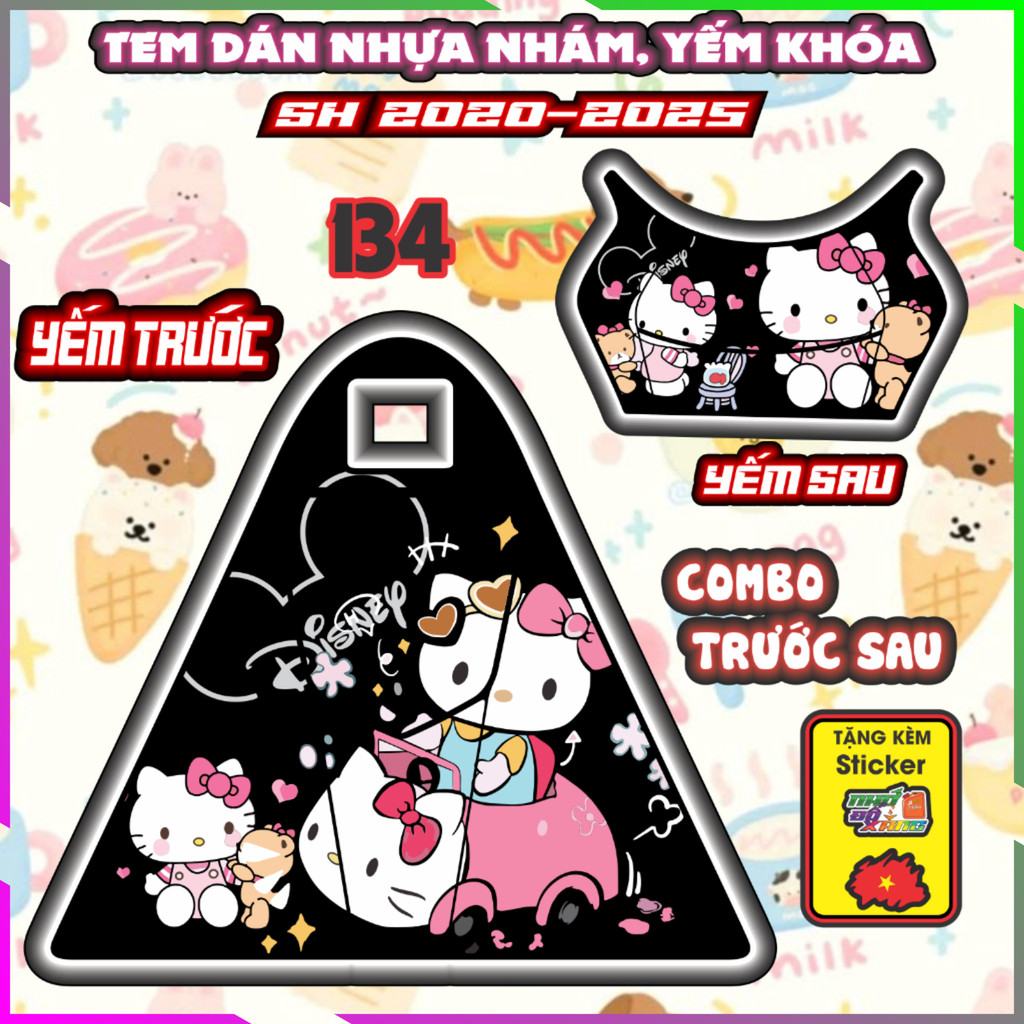Combo Dán Yếm Nhựa Nhám Sh 2020-2025 125i 150i 160i Hello Kitty Decal Nhãn Dán
