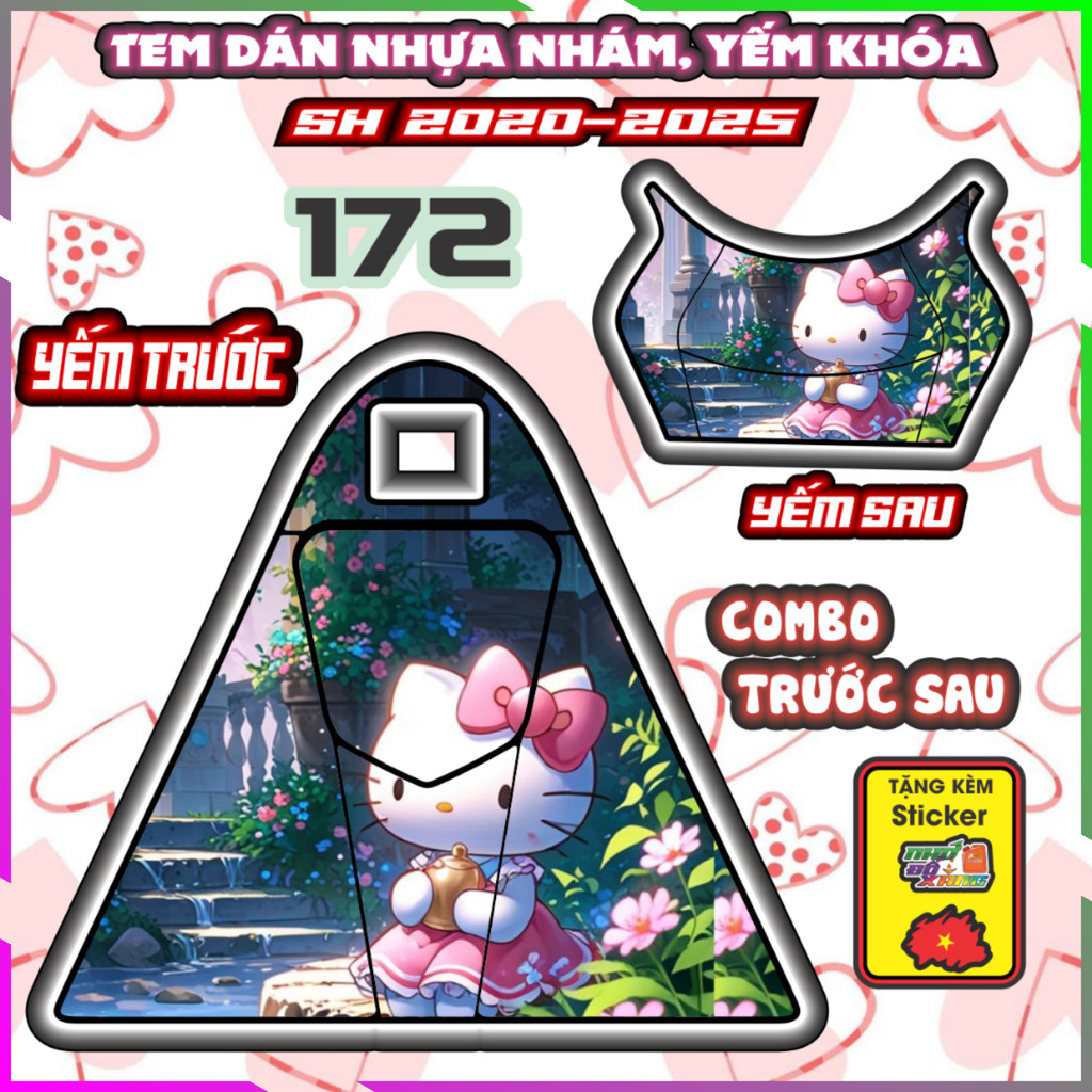 Combo Dán Yếm Nhựa Nhám Sh 2020-2025 125i 150i 160i Hello Kitty Decal Nhãn Dán