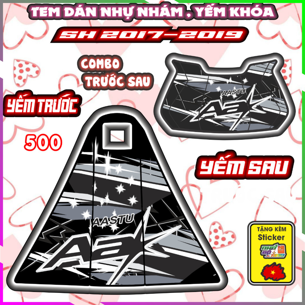 Tem Nhựa Nhám sh 2017-2019 Phối Đủ Màu Decal Tem Xe sh Nhãn Dán pvc 3 Lớp Chống Nước Co Giãn 4 Chiều