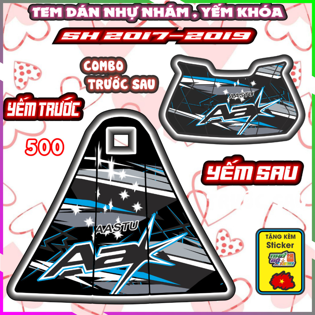 Tem Nhựa Nhám sh 2017-2019 Phối Đủ Màu Decal Tem Xe sh Nhãn Dán pvc 3 Lớp Chống Nước Co Giãn 4 Chiều