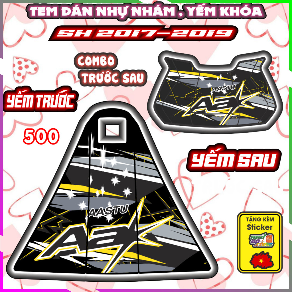 Tem Nhựa Nhám sh 2017-2019 Phối Đủ Màu Decal Tem Xe sh Nhãn Dán pvc 3 Lớp Chống Nước Co Giãn 4 Chiều