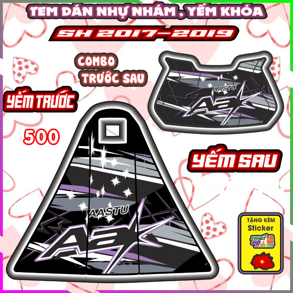 Tem Nhựa Nhám sh 2017-2019 Phối Đủ Màu Decal Tem Xe sh Nhãn Dán pvc 3 Lớp Chống Nước Co Giãn 4 Chiều