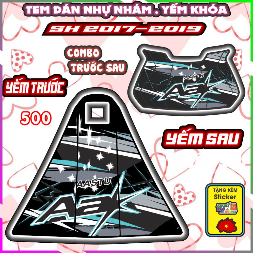 Tem Nhựa Nhám sh 2017-2019 Phối Đủ Màu Decal Tem Xe sh Nhãn Dán pvc 3 Lớp Chống Nước Co Giãn 4 Chiều