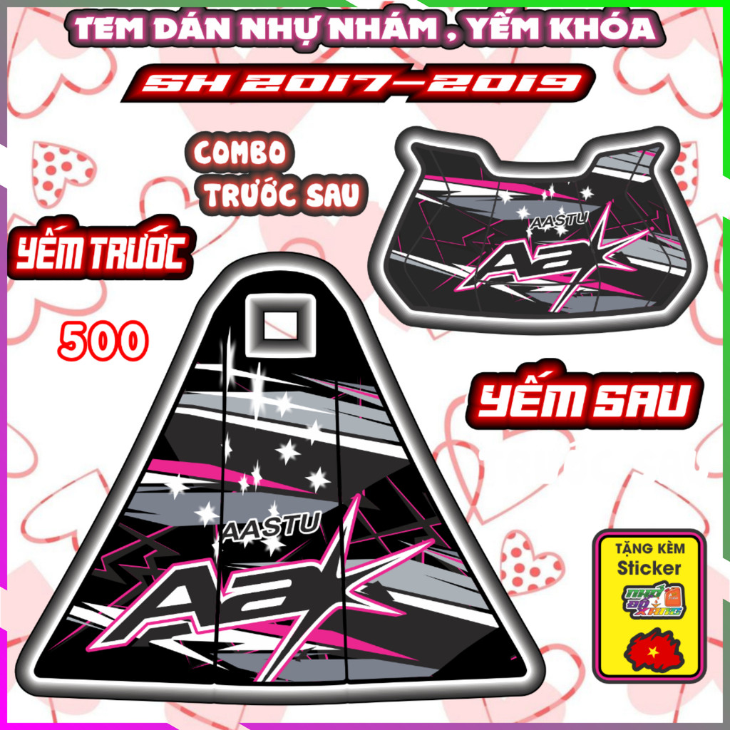 Tem Nhựa Nhám sh 2017-2019 Phối Đủ Màu Decal Tem Xe sh Nhãn Dán pvc 3 Lớp Chống Nước Co Giãn 4 Chiều