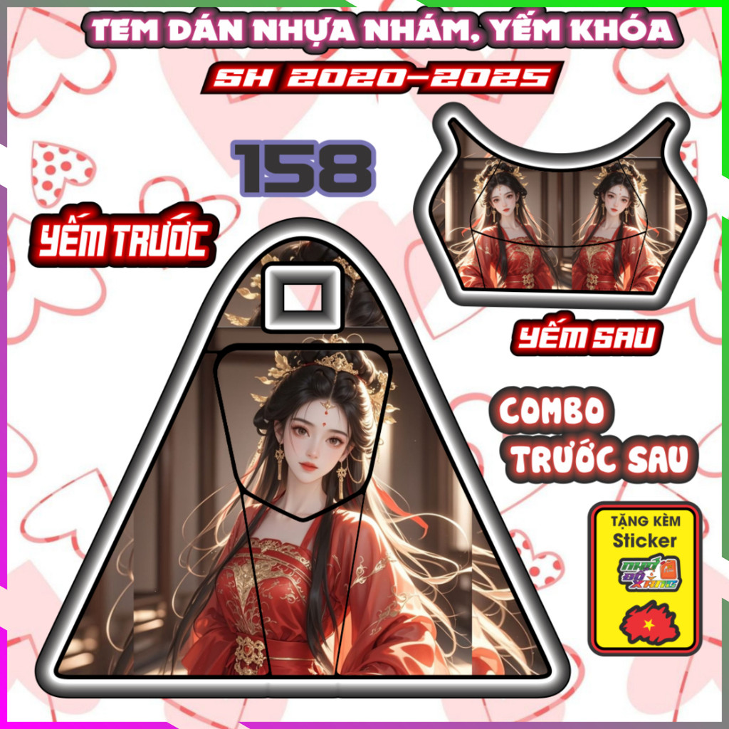 Combo Tem Dán Yếm Khóa Nhựa Nhám Sh 2020-2025 125i 150i 160i dán Trang Trí Mẫu Mỹ Nhân
