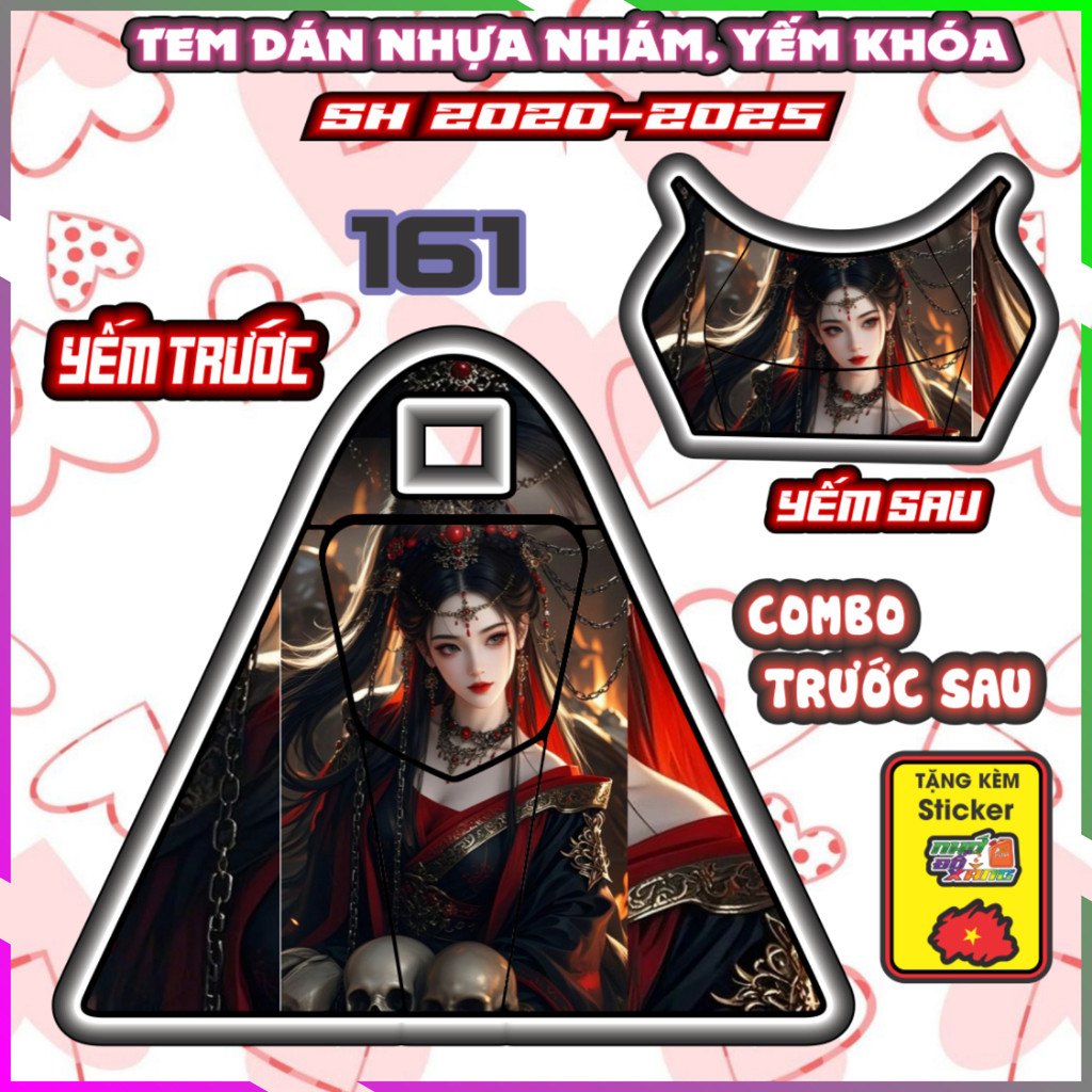 Combo Tem Dán Yếm Khóa Nhựa Nhám Sh 2020-2025 125i 150i 160i dán Trang Trí Mẫu Mỹ Nhân