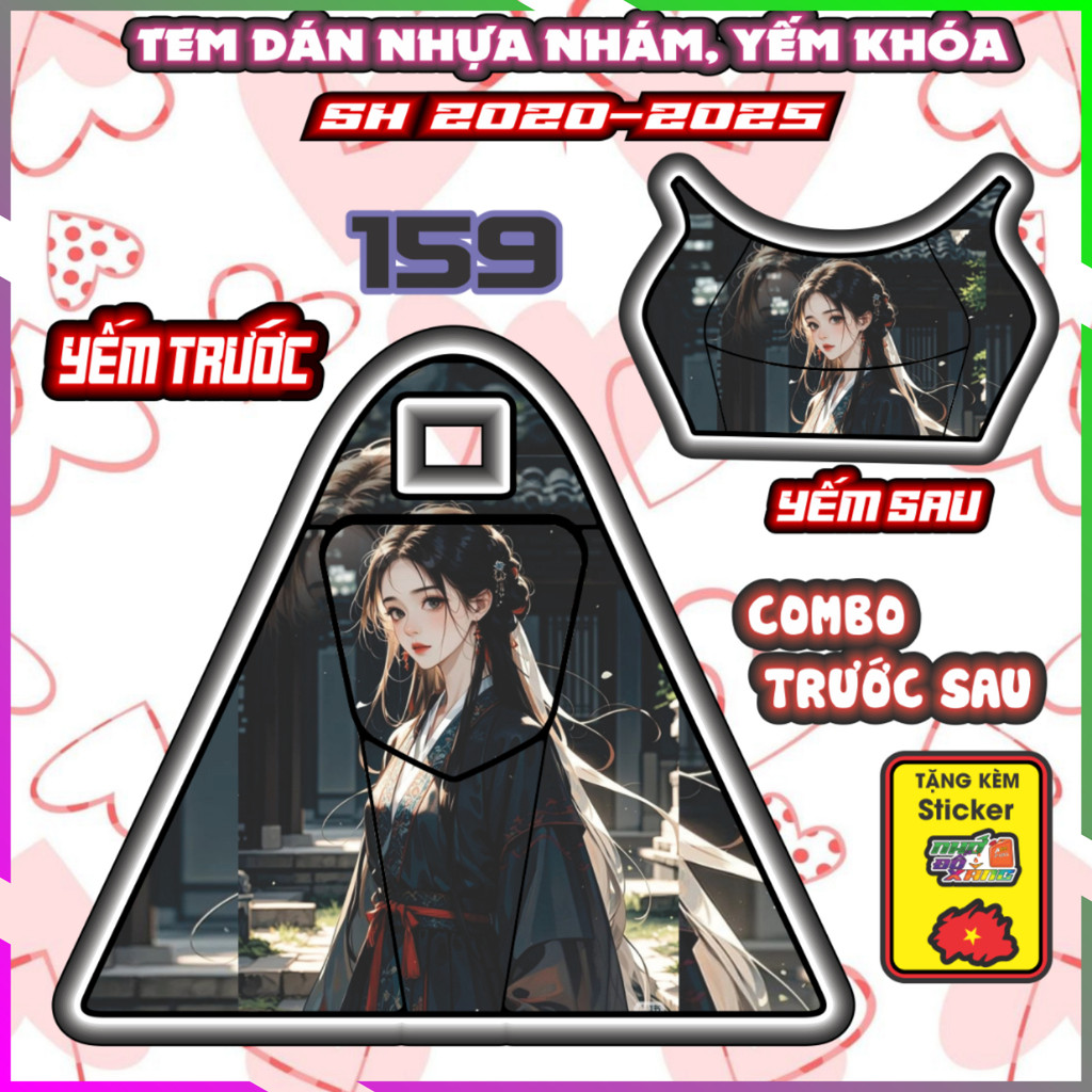 Combo Tem Dán Yếm Khóa Nhựa Nhám Sh 2020-2025 125i 150i 160i dán Trang Trí Mẫu Mỹ Nhân